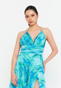 Turquoise Breeze – Elegantes Maxi-Abendkleid mit Beinschlitz