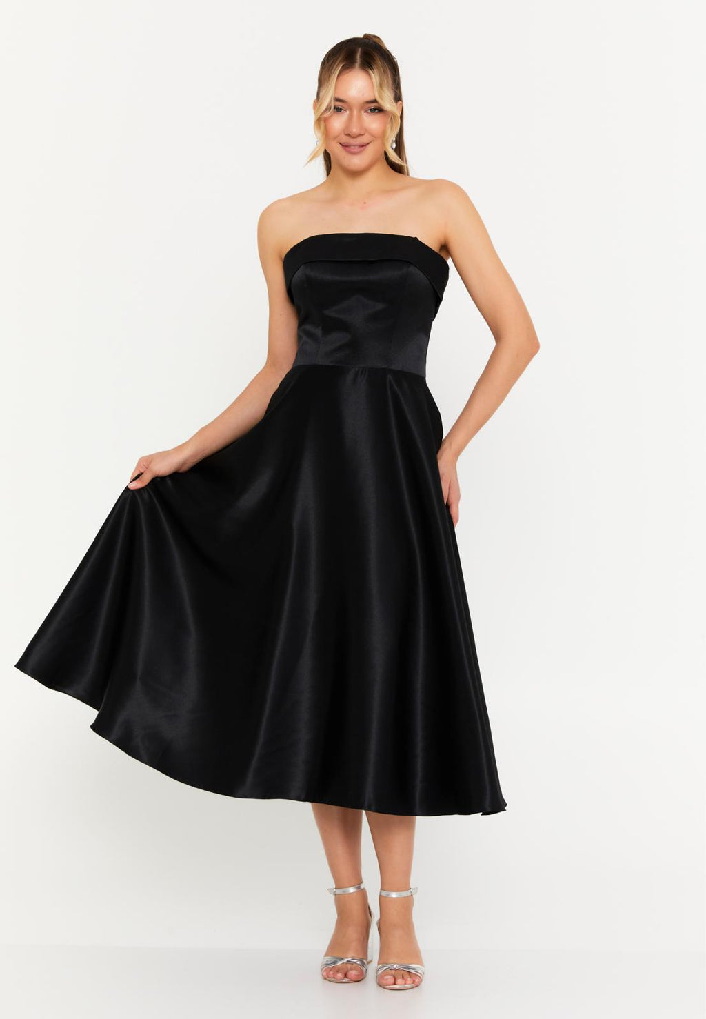 Satin Abendkleid Schwarz